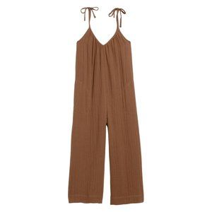 Tie-Shoulder Cropped Crinkled Jumpsuit for Women
